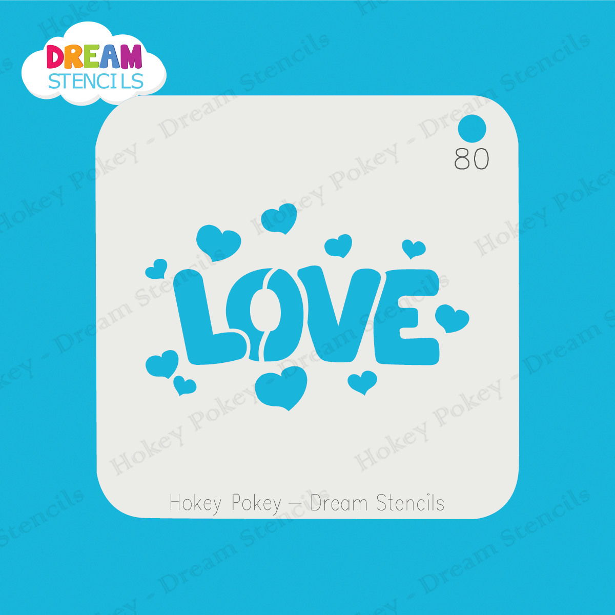Picture of Love Word with Hearts - Mylar Stencil - 80
