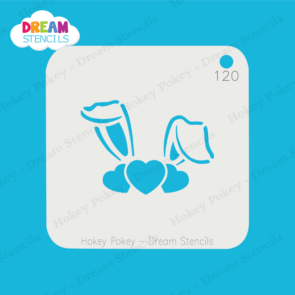 Picture of Bunny Ears with Hearts - Mylar Stencil - 120