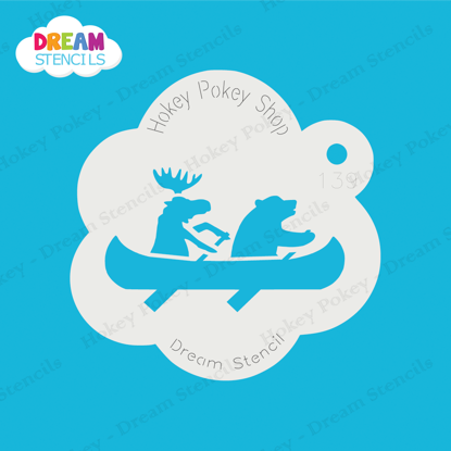 Picture of Moose and Bear in Canoe - Mylar Stencil - 139