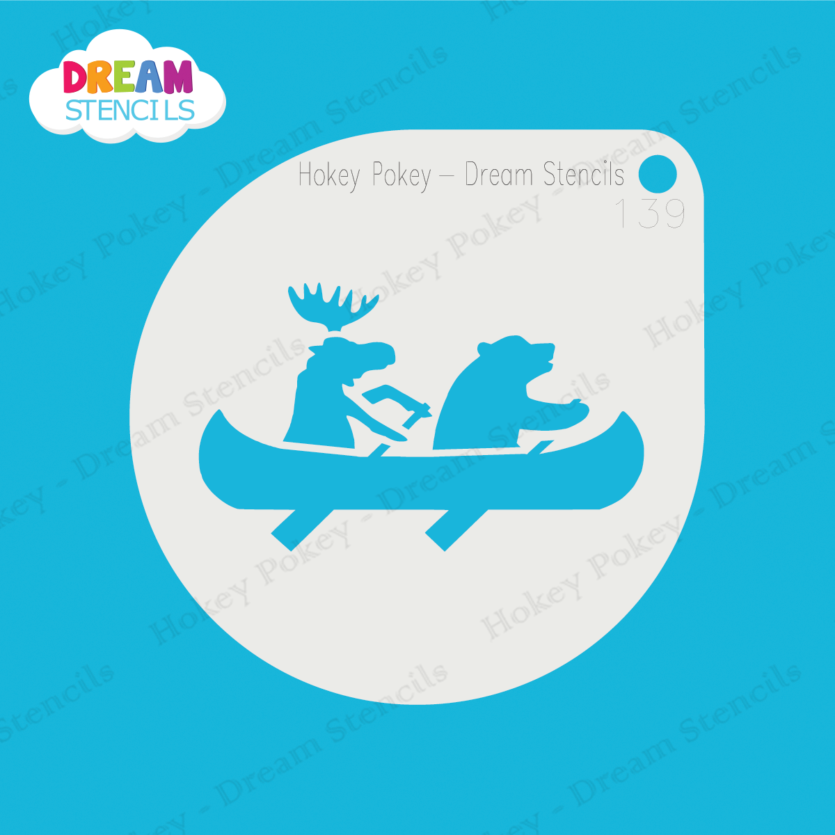 Picture of Moose and Bear in Canoe - Mylar Stencil - 139