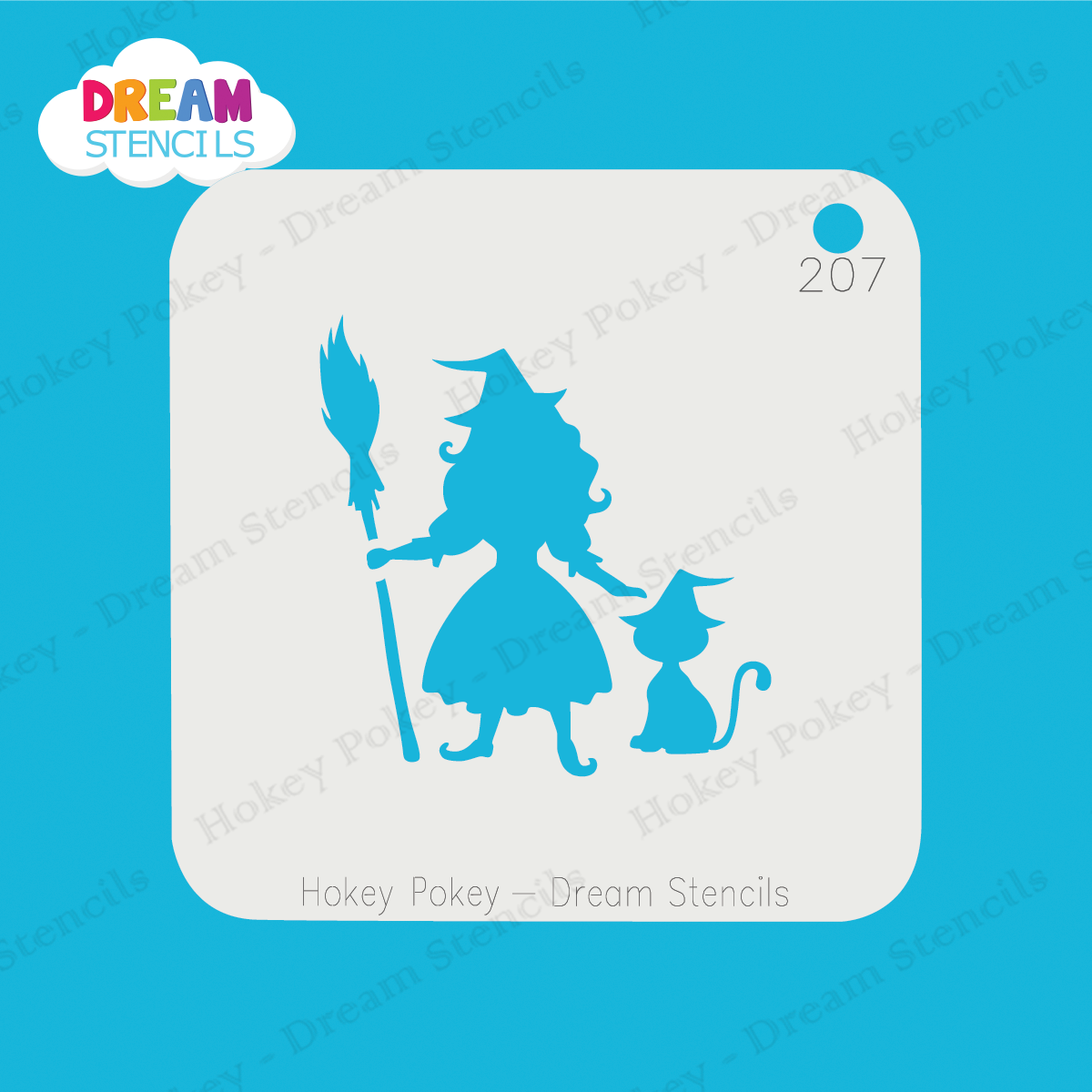 Picture of Pretty Witch With A Cat - Mylar Stencil - 207