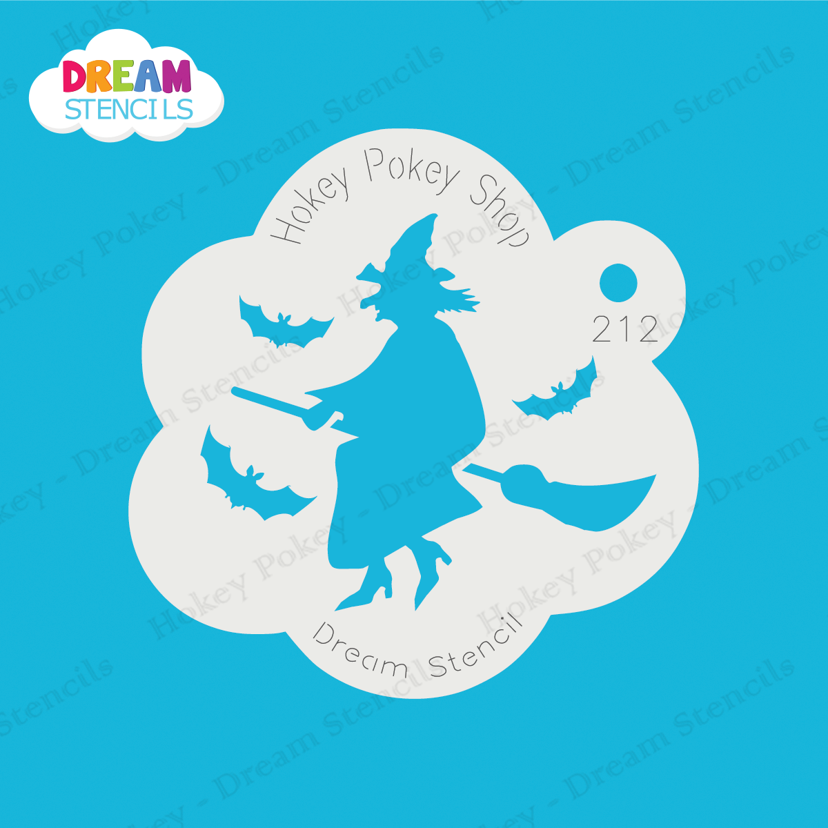 Picture of Witch With Bats - Mylar Stencil - 212