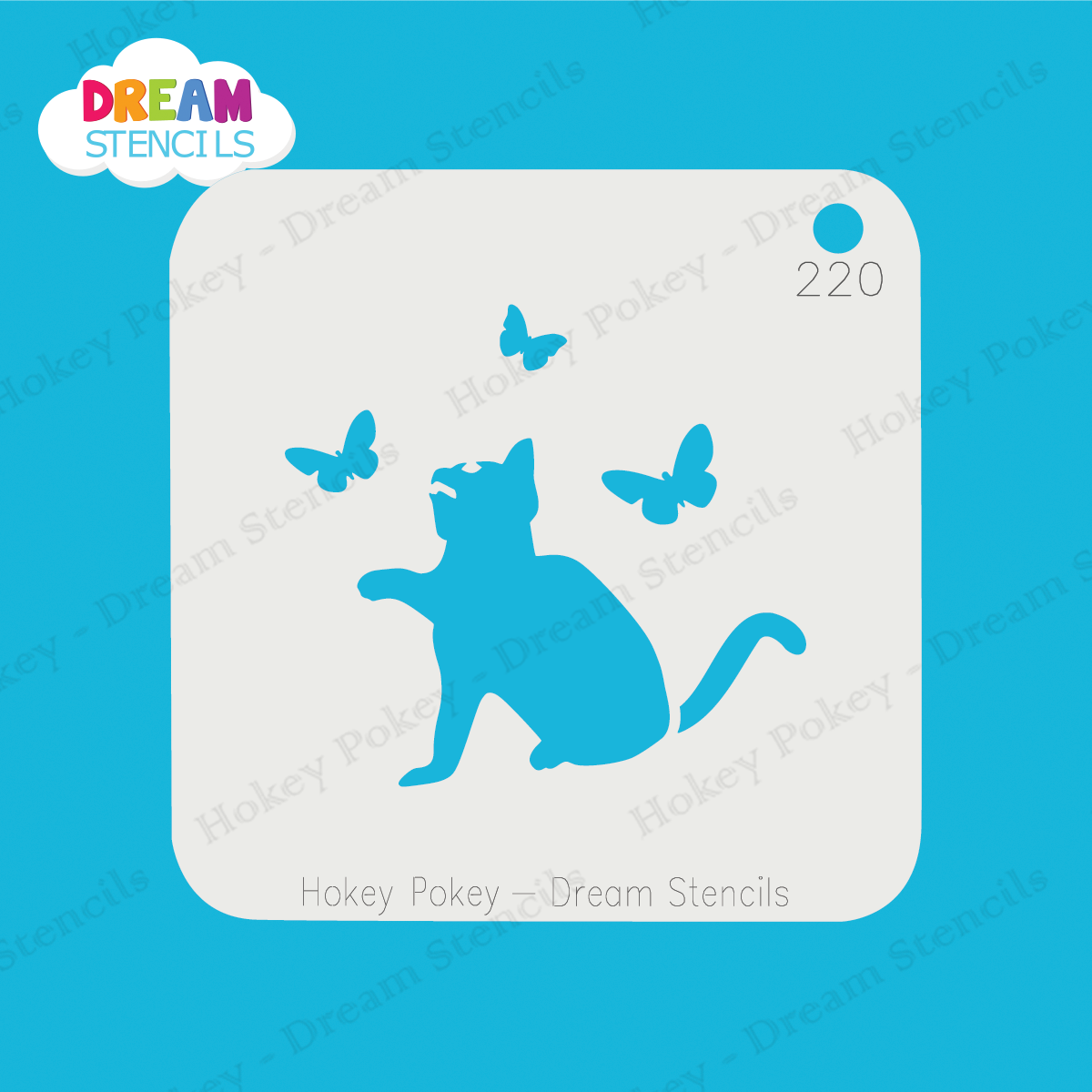 Picture of Sitting Cat With Butterflies - Mylar Stencil - 220