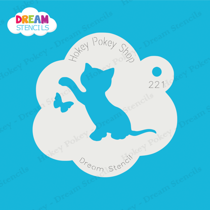Picture of Playful Kitten With Butterfly - Mylar Stencil - 221