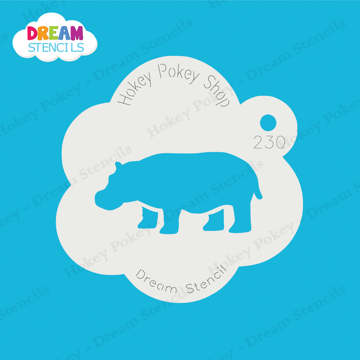 Picture of Hippopotamus- Mylar Stencil - 230