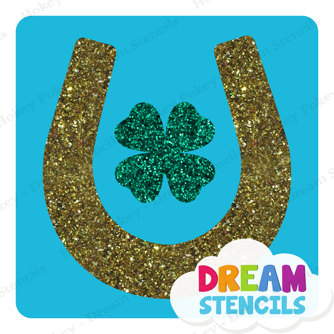 Picture of Lucky Horseshoe with Clover - Vinyl Stencil - 49