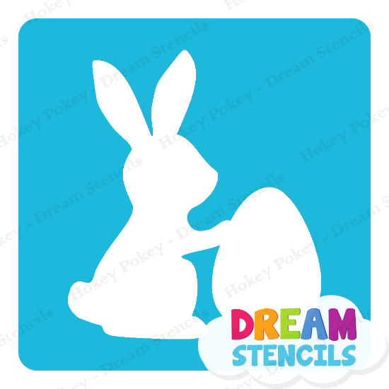 Picture of Easter Bunny with Egg - Vinyl Stencil - 95