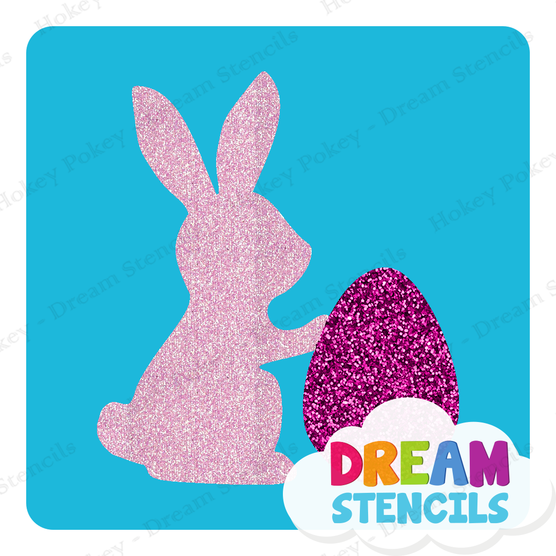 Picture of Easter Bunny with Egg - Vinyl Stencil - 95