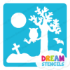 Picture of Spooky Graveyard With Owl  - Vinyl Stencil -166