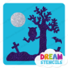 Picture of Spooky Graveyard With Owl  - Vinyl Stencil -166