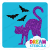 Picture of Scared Cat with Bats - Vinyl Stencil - 195