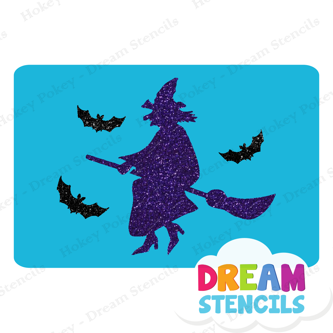 Picture of Witch With Bats  - Vinyl Stencil -191