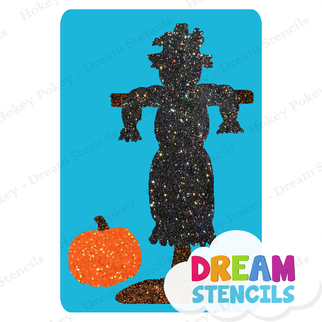 Picture of Scarecrow with Pumpkin - Vinyl Stencil - 162