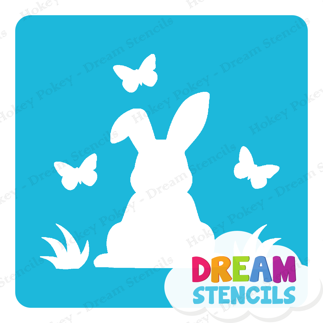 Picture of Easter Bunny with Butterflies  - Vinyl Stencil - 235