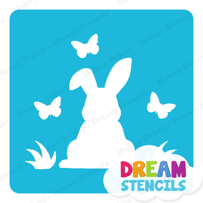 Picture of Easter Bunny with Butterflies  - Vinyl Stencil - 235