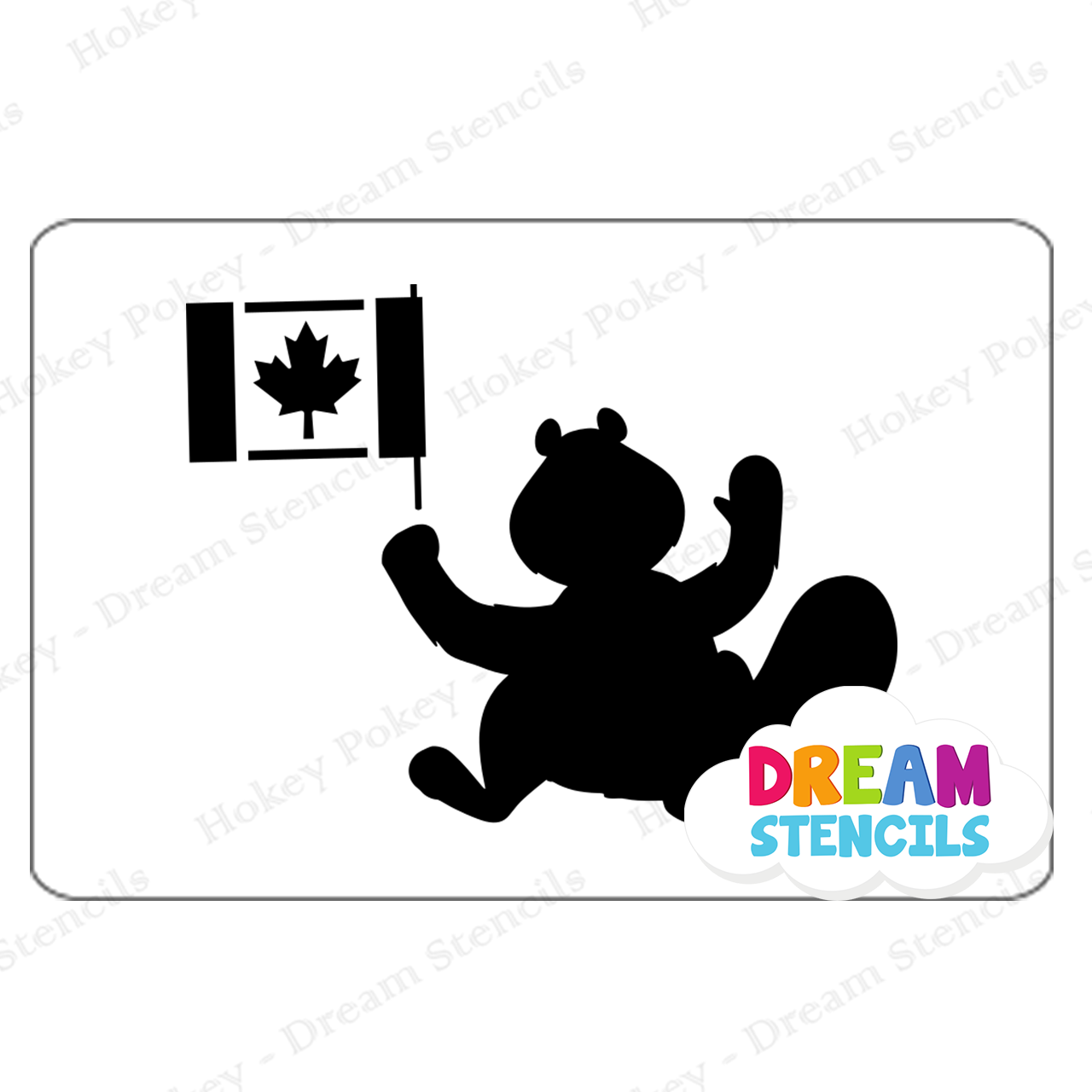 Picture of Canadian Beaver With Flag - Vinyl Stencil - 259
