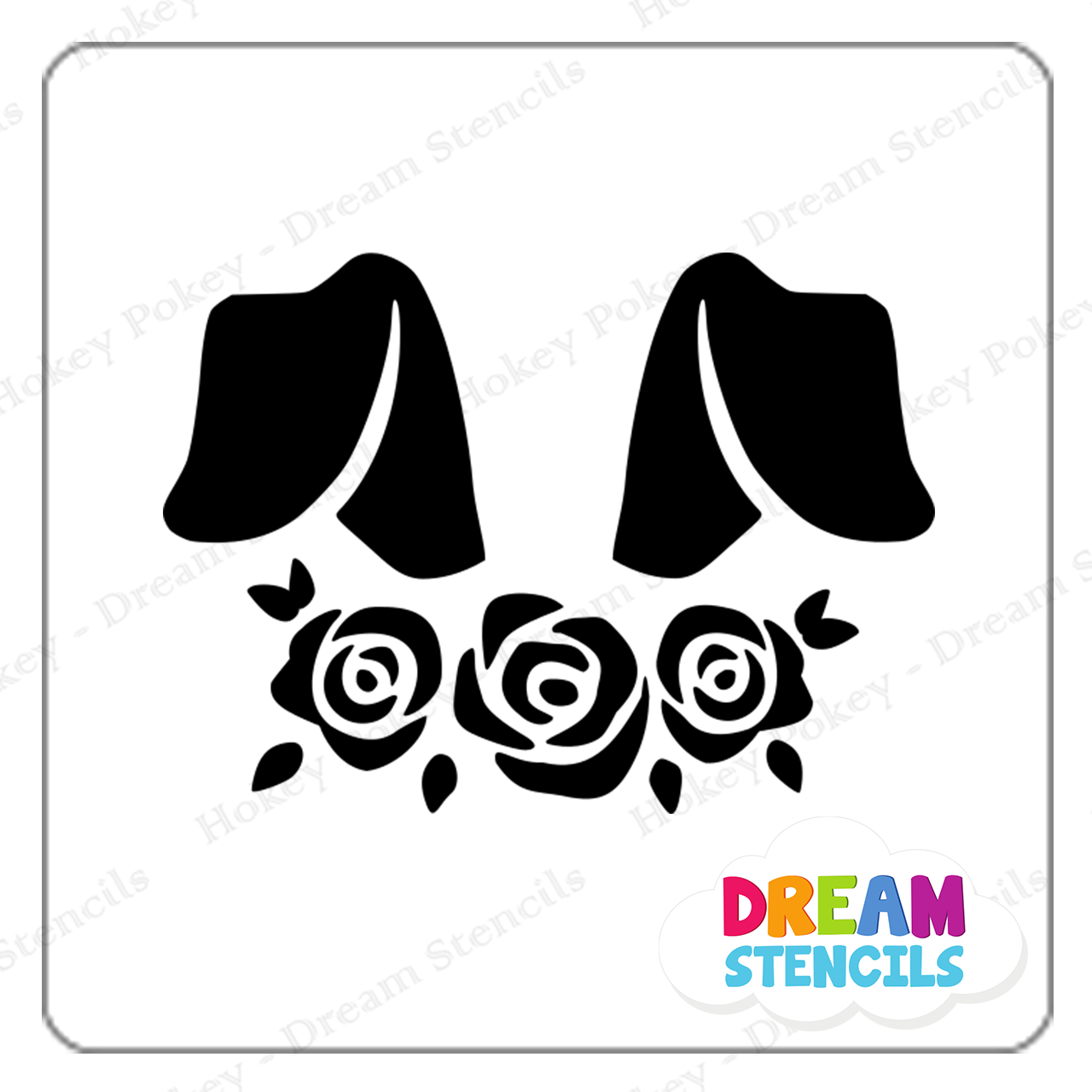 Picture of Bunny Ears with Flowers - Vinyl Stencil - 269