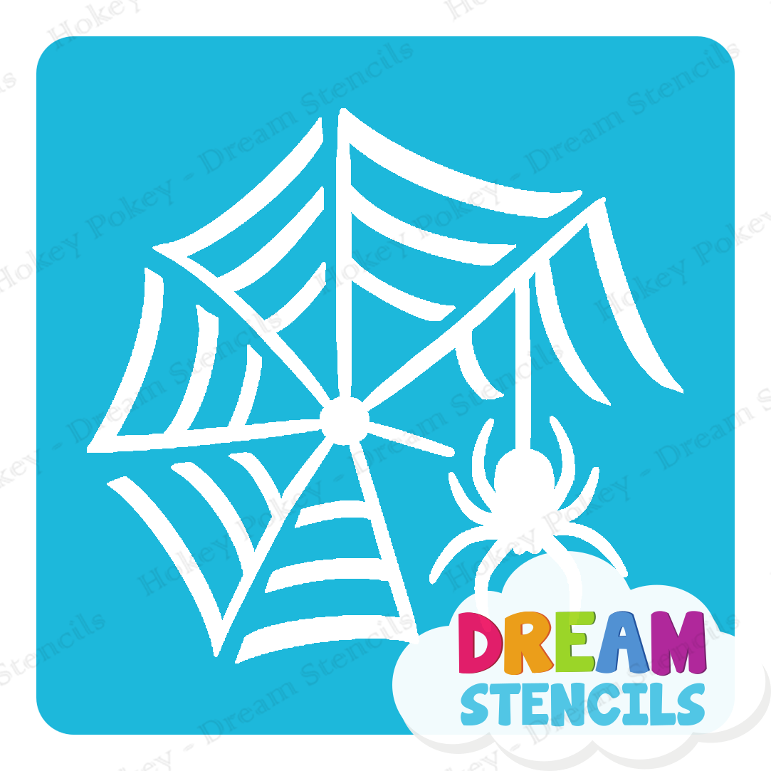 Picture of Crawling Spider With Web - Vinyl Stencil - 276