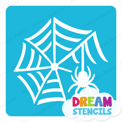Picture of Crawling Spider With Web - Vinyl Stencil - 276