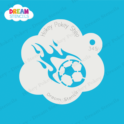 Picture of Flaming Soccer Ball  - Mylar Stencil - 345