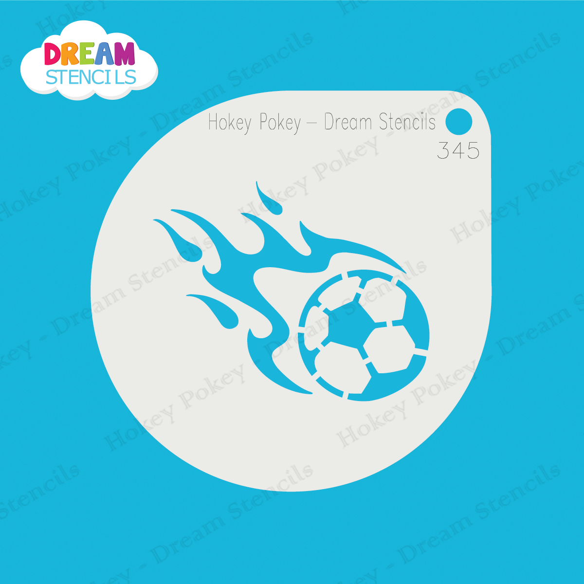 Picture of Flaming Soccer Ball  - Mylar Stencil - 345