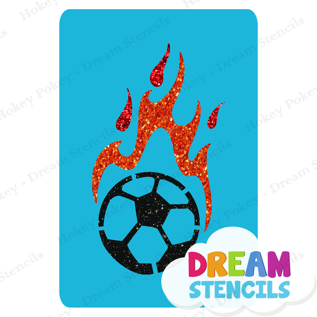 Picture of Flaming Soccer Ball - Vinyl Stencil - 353